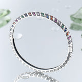 S925 Sterling Silver Geometric Colorful Tribal Elements Diamond Bracelet