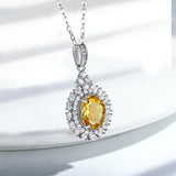 Natural Dan Shaped Topaz Necklace Feminine Versatile S925 Silver Full Set Light Luxury Pendant