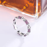 925 Silver Bamboo Knot Diamond Opening Ring For Women's High Level Luxury