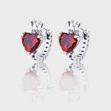 S925 Sterling Silver Love Crown Ear Buckle Female Round Face Earrings