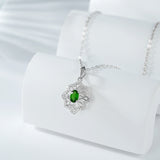 Vintage High Grade Green Diopside Necklace Personality Hollow Eight Star Cool Wind Pendant
