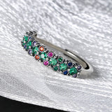 S925 Sterling Silver Color Diamond Ring Small Design Green Zirconium