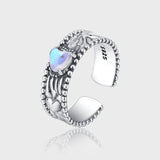 S925 Sterling Silver Dessert Spirit Opal Embossed Pattern Ring