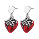 S925 Sterling Silver Retro Simple Kaedo Drip Glue Strawberry Earrings