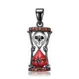 S925 Sterling Silver Skull Hourglass Pendant Small Dark Wind