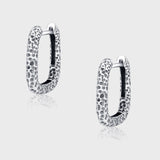 925 Sterling Silver Oval Metallic Bump Texture Geometric Personality Circle Earrings - Silver