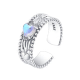 S925 Sterling Silver Dessert Spirit Opal Embossed Pattern Ring