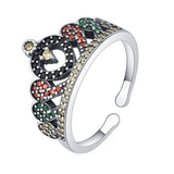 925 Sterling Silver Crown Ring Female Personality Minority Ring