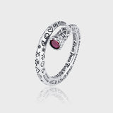 S925 Sterling Silver Heavy Industry Retro Scepter Nail Red Diamond Ring Girl