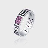 Diamond Inlaid Retro Old Cool Wind Ring Women's Sterling Silver 925 - Silver