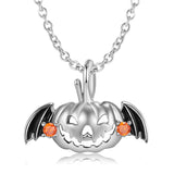 S925 Sterling Silver Drip Glue Hollow Flying Pumpkin Necklace Exquisite Halloween Jewelry