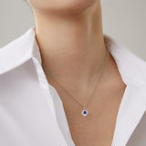 Simple Jewelry Retro Sapphire Pendant S925 Silver Necklace Cool Wind Collar Chain
