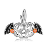 S925 Sterling Silver Drip Glue Hollow Flying Pumpkin Necklace Exquisite Halloween Jewelry