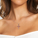 S925 Sterling Silver Jewelry Thorn Rose Cross Necklace