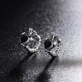 S925 Sterling Silver Love Crown Ear Buckle Female Round Face Earrings