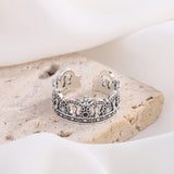 925 Sterling Silver Used Heavy Industry Crown Opening Ring Female Thai Silver Retro