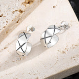 S925 Sterling Silver Vintage Earrings Premium Diamond Textured Earrings