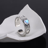 S925 Sterling Silver Dessert Spirit Opal Embossed Pattern Ring