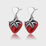S925 Sterling Silver Retro Simple Kaedo Drip Glue Strawberry Earrings