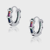 Simple S925 Silver Vintage Premium Color Diamond Earrings Female