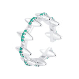 S925 Sterling Silver Emerald Treasure Willow Nail Ring