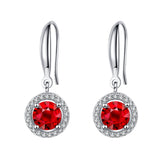 Pomegranate Red Earrings Round Red Earrings S925 Silver Ear Pendant