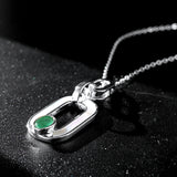 Simple Geometry Women's Necklace Ring S925 Silver Bag With Emerald Pendant