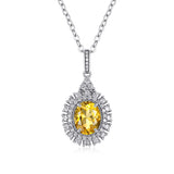 Natural Dan Shaped Topaz Necklace Feminine Versatile S925 Silver Full Set Light Luxury Pendant - Platinum gold