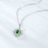Vintage High Grade Green Diopside Necklace Personality Hollow Eight Star Cool Wind Pendant