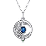 S925 Silver Inlaid Natural Sapphire Necklace Women's Original Design Can Rotate The Moon