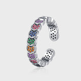 925 Sterling Silver Color Diamond Index Finger Ring Women's Retro Scale Design - KDP1439