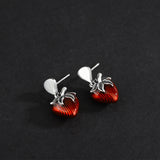S925 Sterling Silver Retro Simple Kaedo Drip Glue Strawberry Earrings