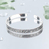 S925 Sterling Silver Retro Tang Grass Rattan Carved Bracelet