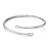 S925 Full Body Sterling Silver Bracelet 3mm Stripe Basic Bracelet - PG0043 / 17cm