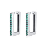 S925 Sterling Silver Geometric Square Diamond Thai Silver Earrings