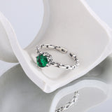 925 Sterling Silver Multicolor Zircon Chain Ring Female - Green