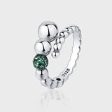 S925 Sterling Silver Personality Geometric Beaded Snowball Ring