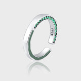 S925 Full Body Sterling Silver Heavy Industry Curve Irregular Avocado Green Double-sided Stone Ring
