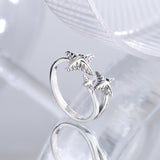 Sterling Silver Niche Design Meteor Moonlight Stone Irregular Texture Ring