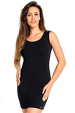 Black Women's Long T-Shirt with Wider Straps and Neckline Lailacart