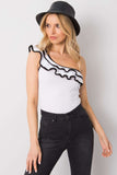 Chic Asymmetrical Top with Decorative Frill Trim Lailacart