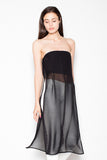 Chic Strapless Top with Decorative Chiffon Detail
