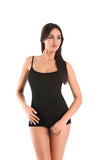 Classic Black Cotton Top with Thin Straps and Deep Cutout