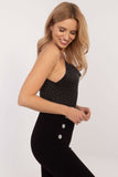 Elegant Adjustable Strap Top with Shiny Jet Detail Lailacart
