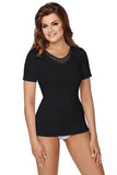 Elegant Black Cotton Blouse with Lace Neckline Lailacart