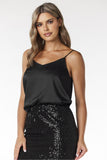 Elegant Satin V-Neck Top with Spaghetti Straps Lailacart