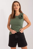 Elegant Sleeveless Casual Shirt with Floral Accent Lailacart