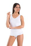Elegant White Cotton Top with Wide Straps and V-Neck Lailacart