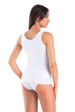 Elegant White Cotton Top with Wide Straps and V-Neck Lailacart