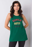Extended Cut Sleeveless T-Shirt with Decorative Inscription Lailacart